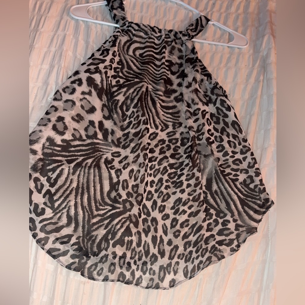 Altar'd State Black and Beige Animal Print Sleeveless Top